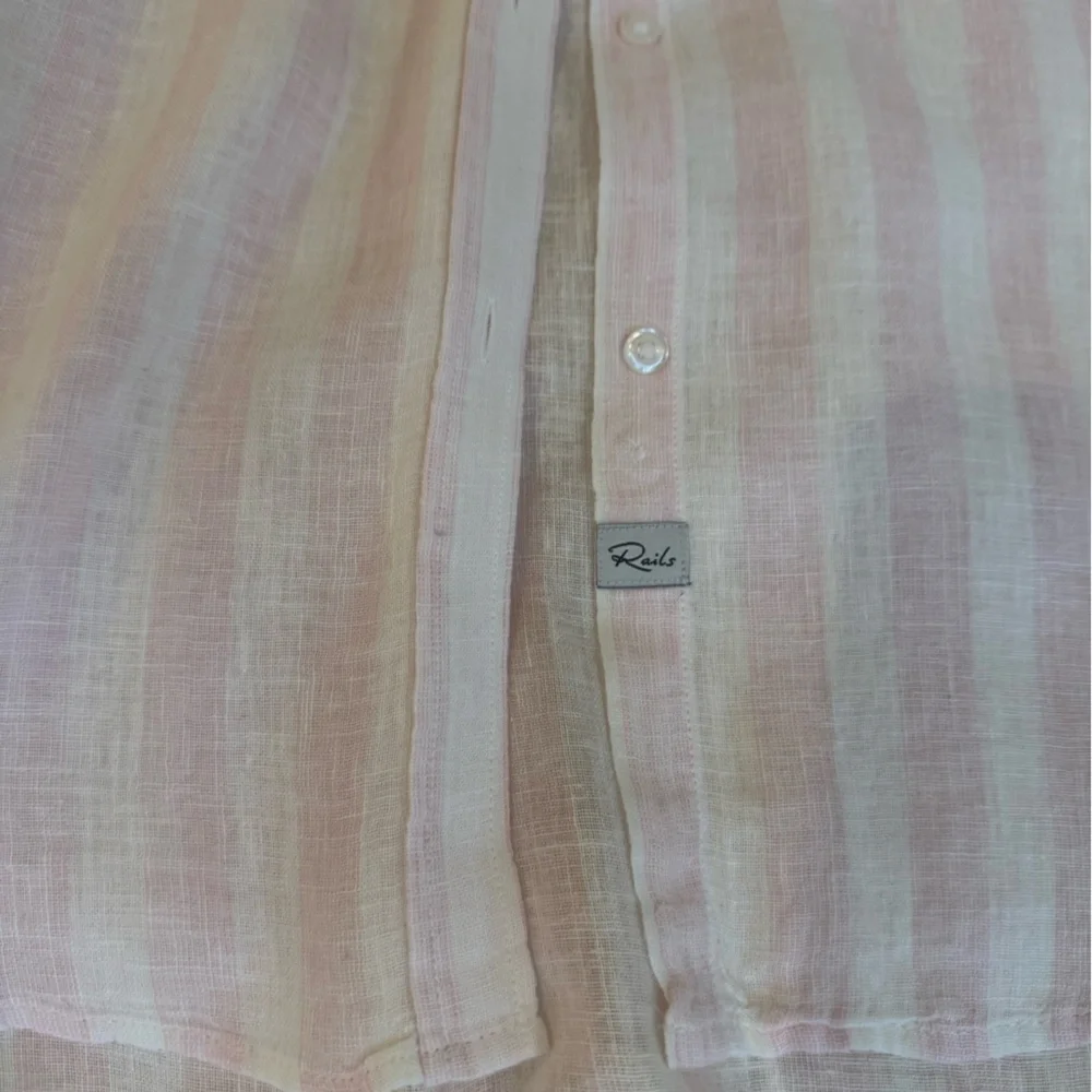 RAILS Striped Button-Down Shirt in Light Pink and White - Picture 4 of 5